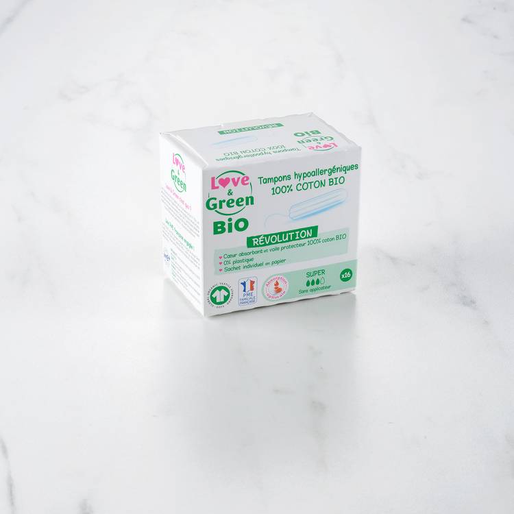 Les Tampons super sans applicateur 100% coton BIO "Love&Green"