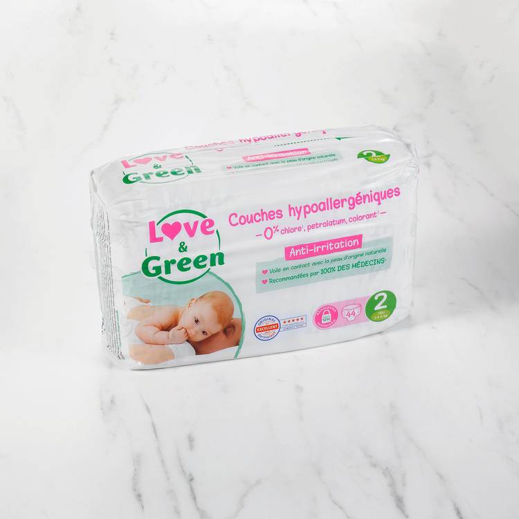 Les Couches écologiques T2, 3 à 6kg "Love&Green"