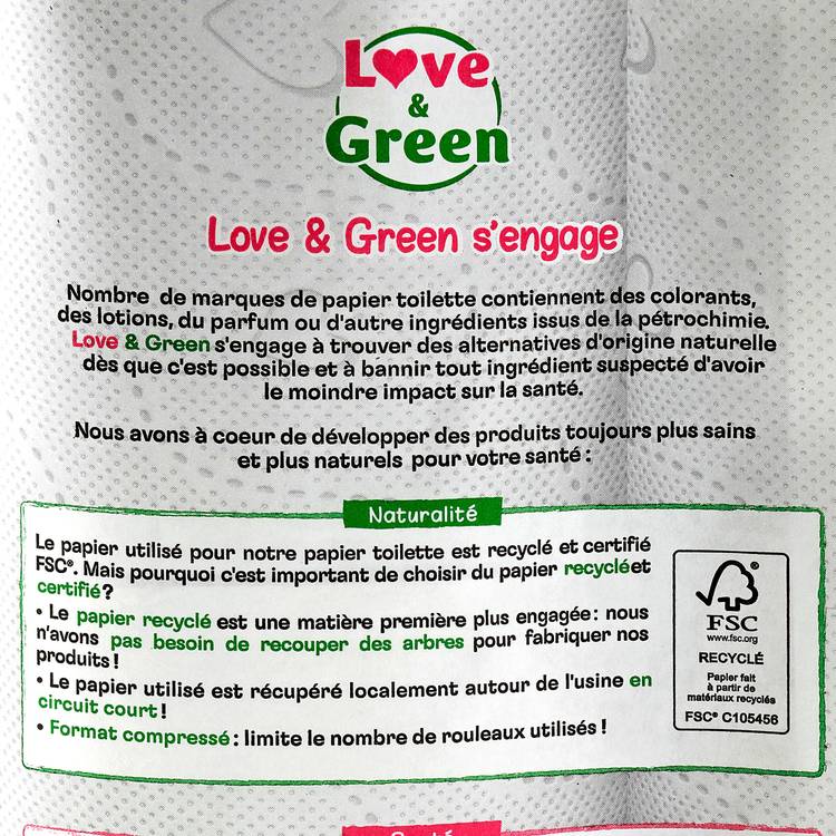 Le Papier toilette écologique triple épaisseur "Love&Green" - 2