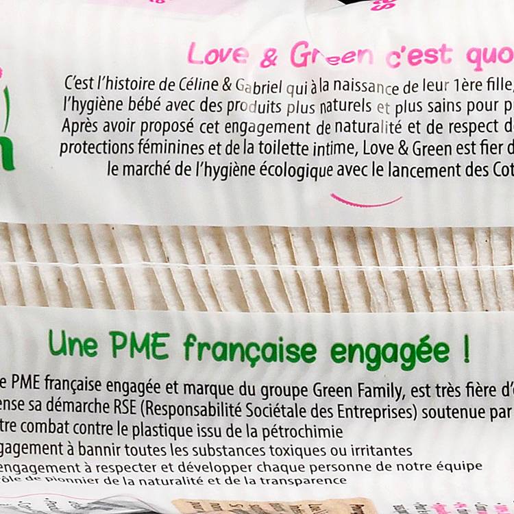 Les Cotons bio carrés hypoallergéniques "Love&Green" - 4