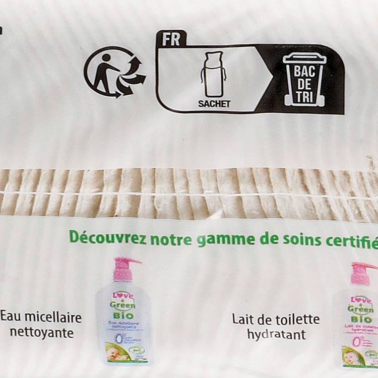 Les Cotons bio carrés hypoallergéniques "Love&Green" - 3