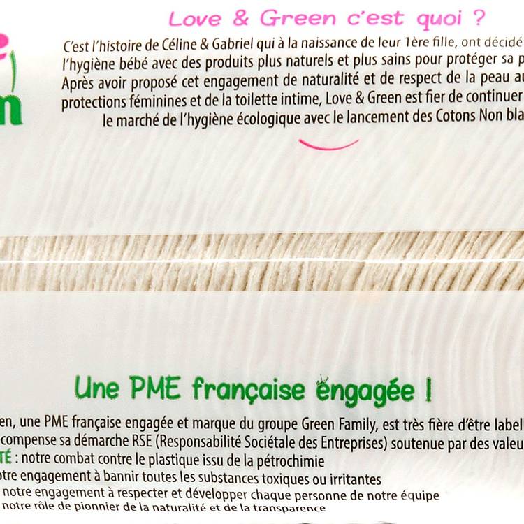 Les Cotons bio maxi carrés hypoallergéniques  "Love&Green" - 4