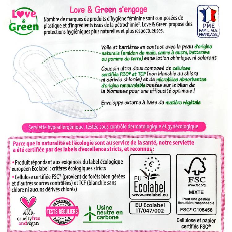 Les Serviettes hygiéniques ultra NORMAL "Love&Green" - 2