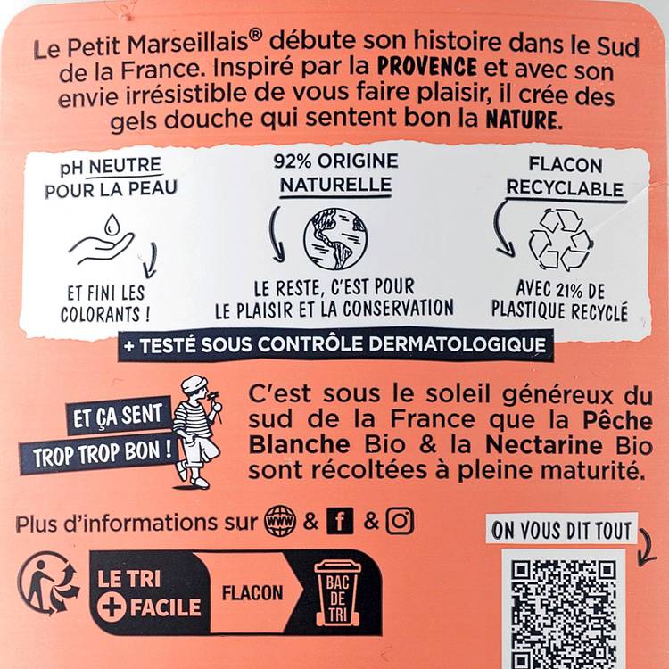 Le Gel douche pêche & nectarine BIO "Le petit marseillais" - 2