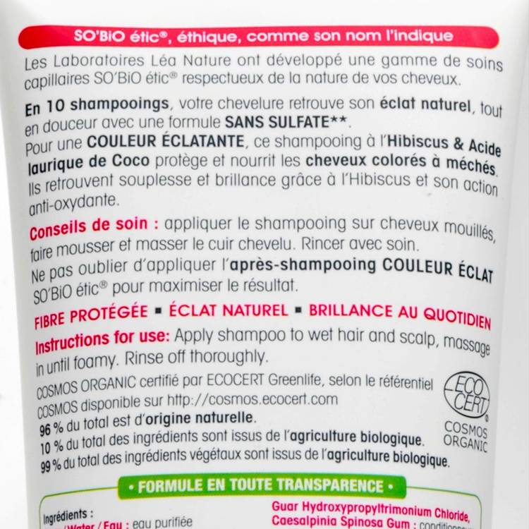 Le Shampoing couleur éclat cheveux colorés à l'hibiscus "So'Bio Etic" - 3