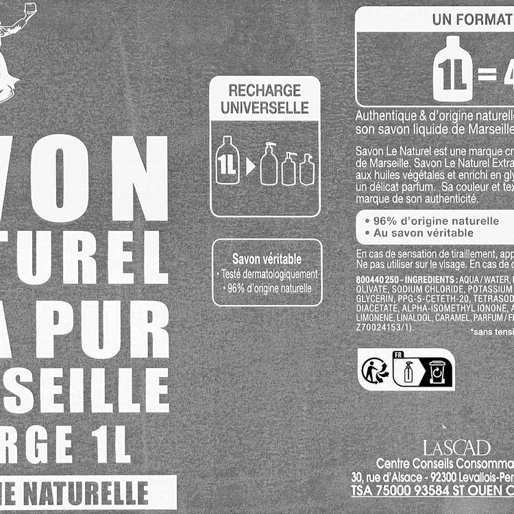 La Recharge de savon liquide de Marseille "Savon le naturel" - 2