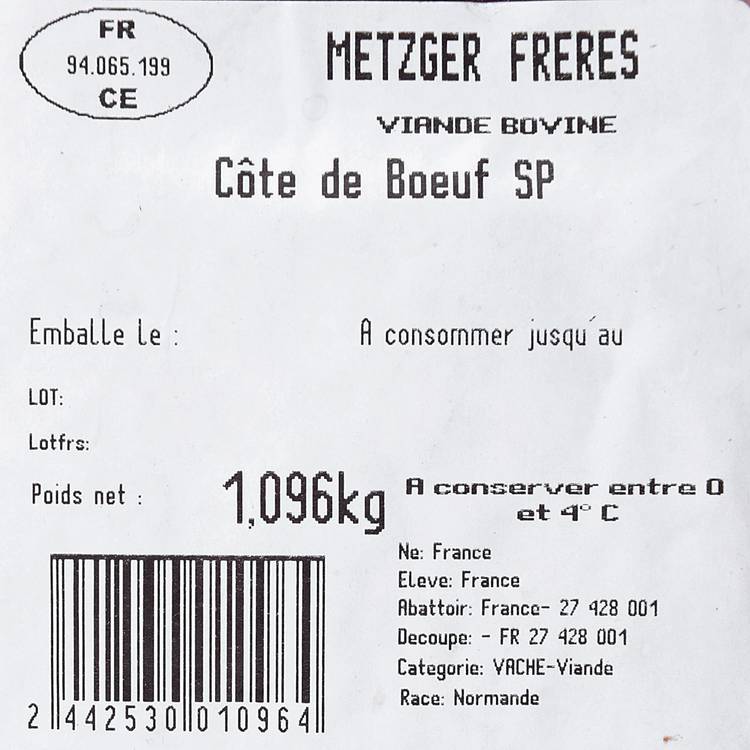 La Côte de bœuf*** maturée de Normandie - Metzger Sélection - 2