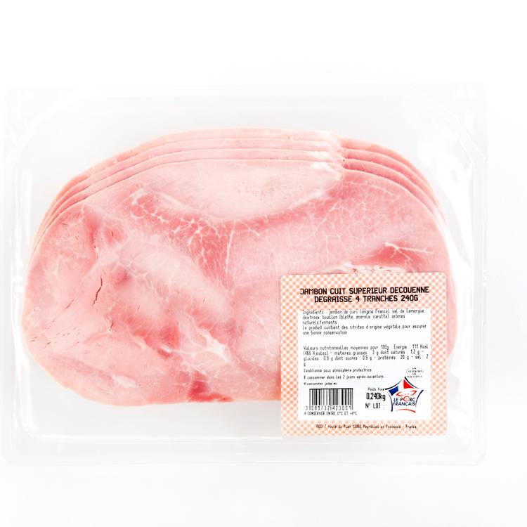 Le Jambon cuit supérieur dégraissé découenné x4 tranches 240g - 2