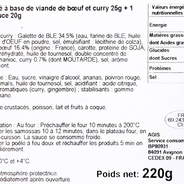 Les Samoussas bœuf curry x8 - 3