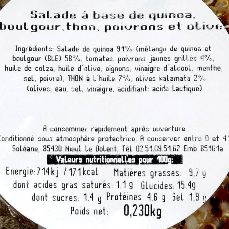 La Salade de quinoa, boulgour, thon, poivron grillé 230g - 3