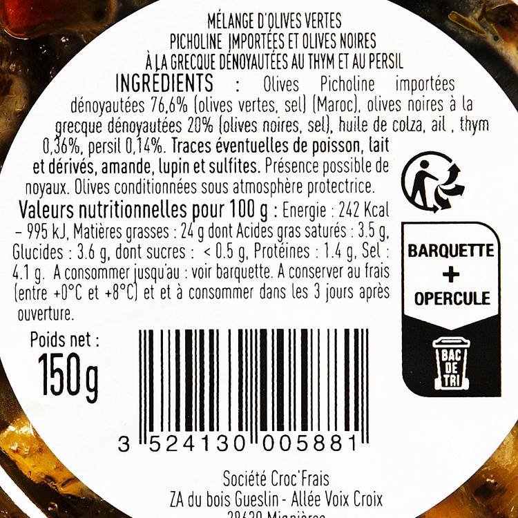 Les Olives vertes Picholines importées et Olives noires à la grecque au thym et persil - 3