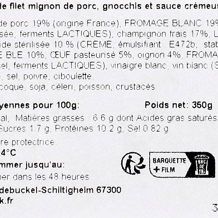 Le Filet mignon de porc gnocchis sauce cremeuse aux champignons 350g - 3