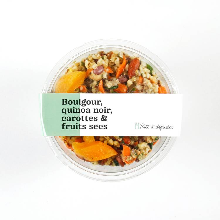 Boulgour fin, quinoa noir, carottes et fruits secs 250g - 2