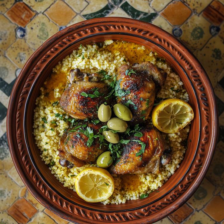 Le poulet aux olives et citron confit