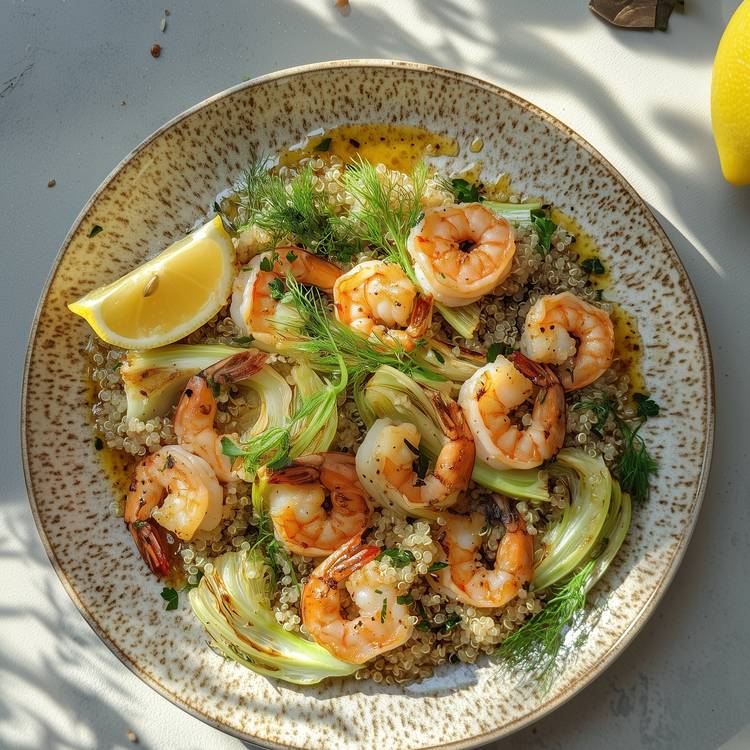 Les Gambas au fenouil rôti