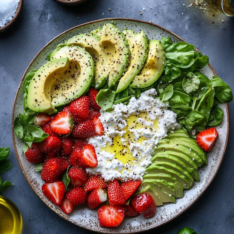 La Salade fraise, avocat et basilic