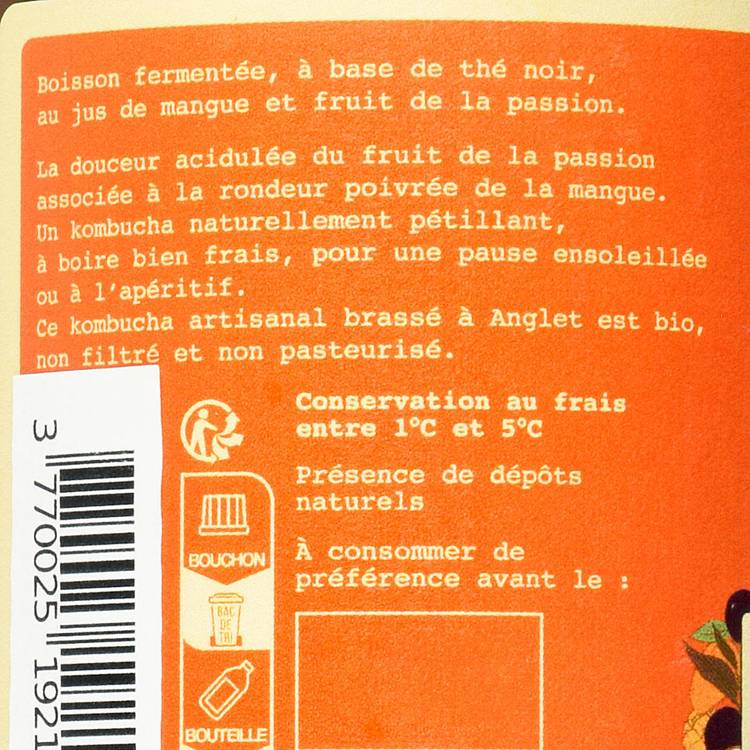 Le Kombucha darjeeling passion mangue BIO - 2