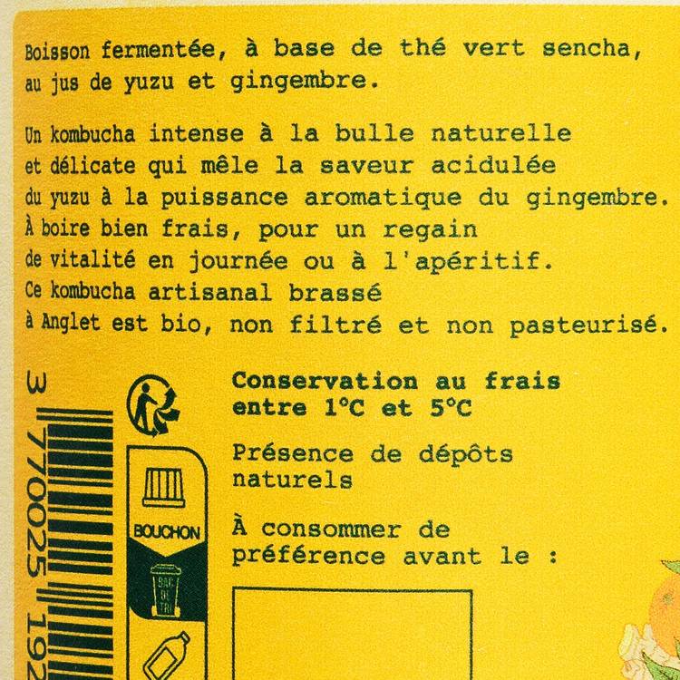 Le Kombucha gingembre yuzu mandarine BIO - 3