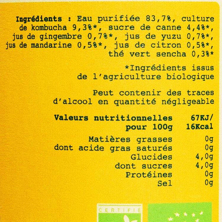 Le Kombucha gingembre yuzu mandarine BIO - 2