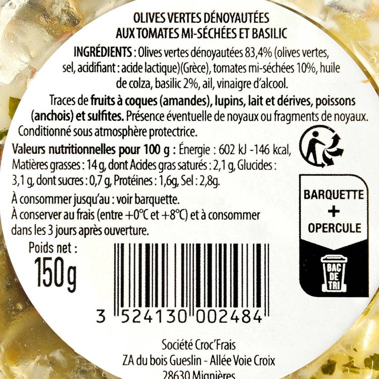 Les Olives vertes dénoyautées tomates basilic - 3
