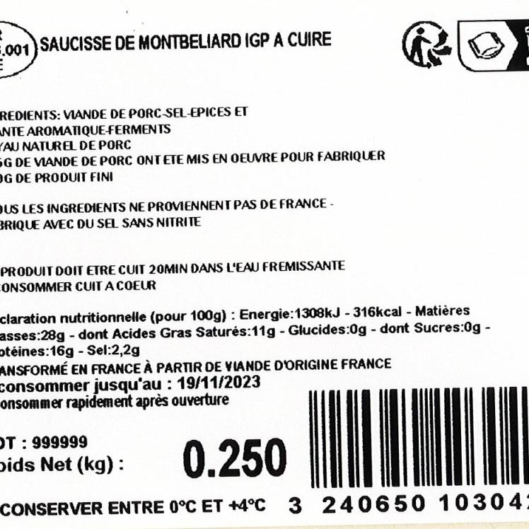 Les  Saucisses de Montbéliard IGP - 2