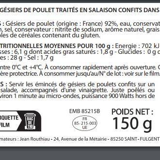 Les Emincés  de gésiers de poulet confits - 2