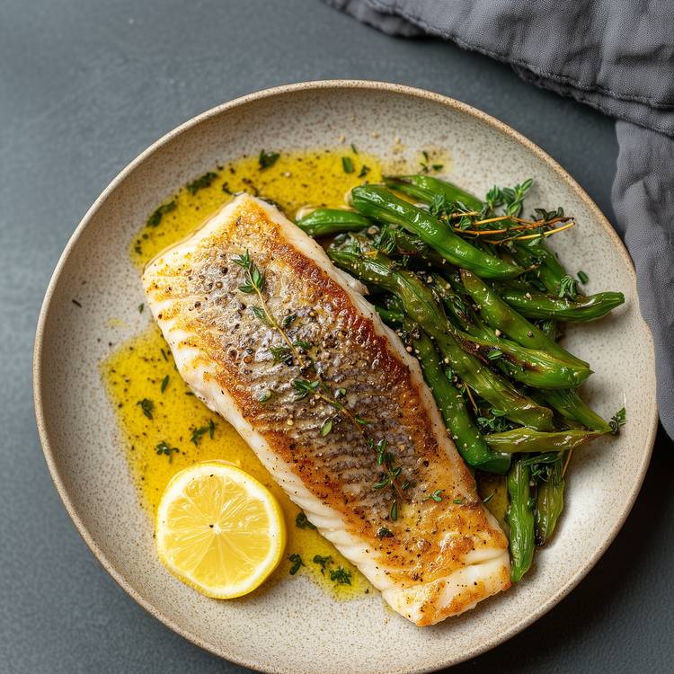 La Daurade royale rôtie et poêlée de haricots extra fins