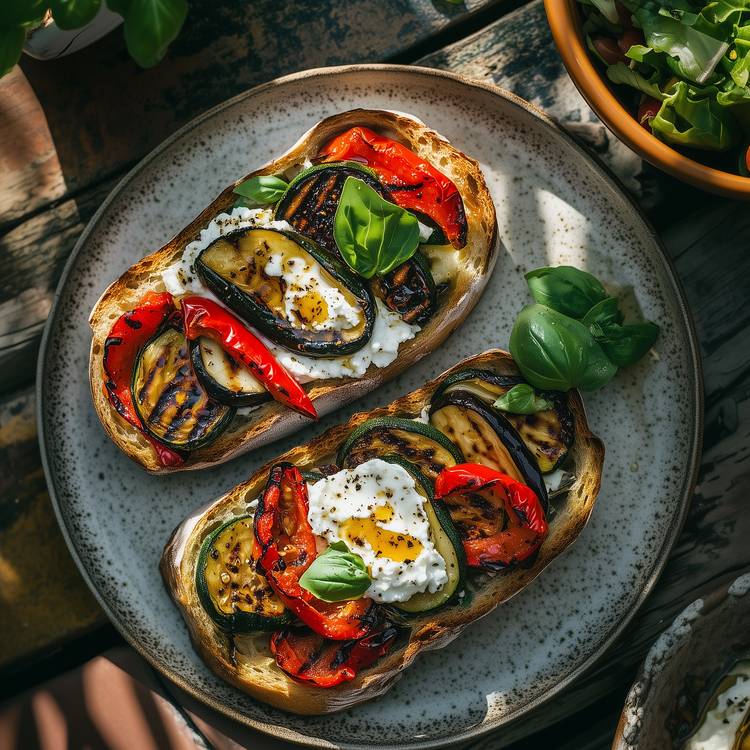 Les Tartines de ricotta aux légumes grillés