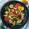 L'Halloumi grillé et salade de crevettes aux agrumes