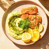Le Pavé de thon snacké et purée de pois chiches