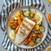 Le Bar en croûte de sel et ses légumes rôtis