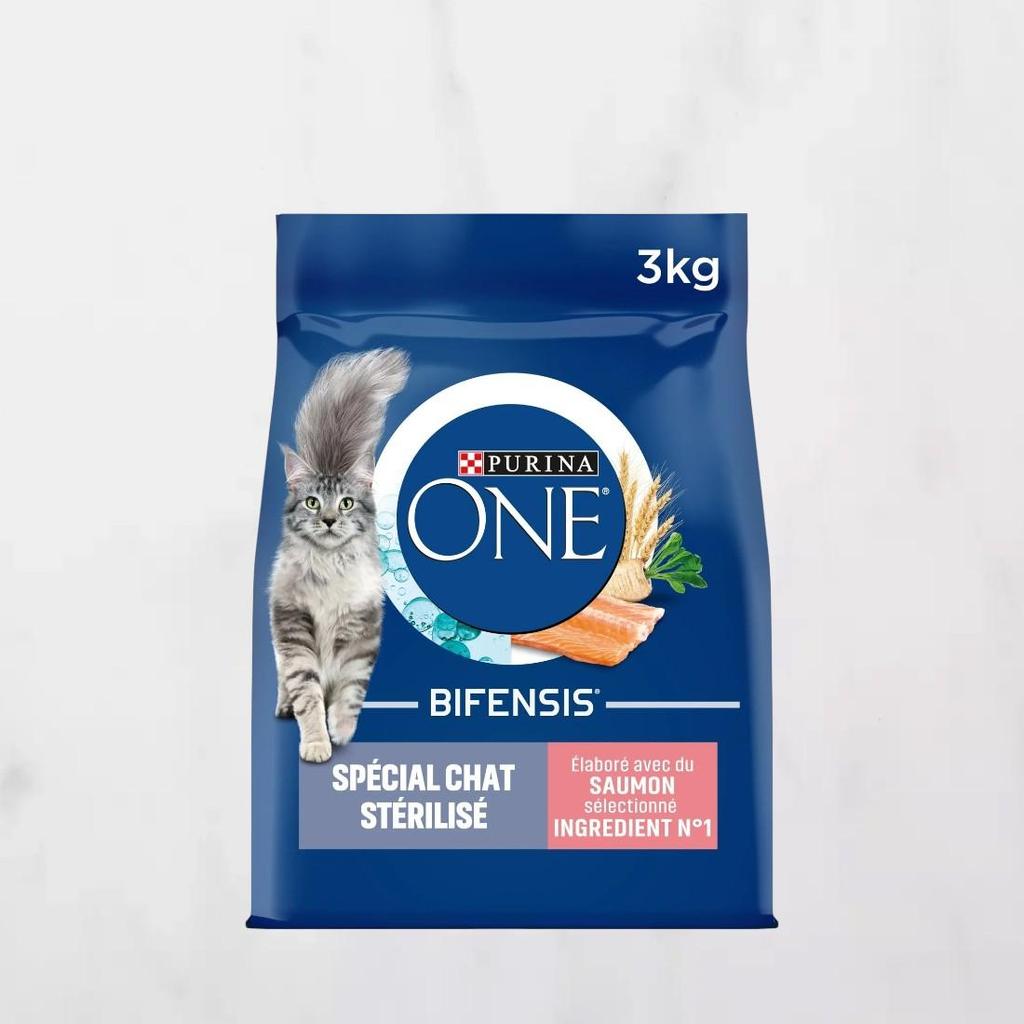 Les Croquettes pour chat stérilisé au saumon et blé "Purina One" | mon-marché.fr | Produits Frais | 3 kg
