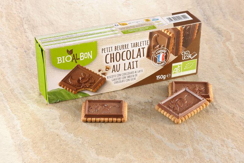 Biscuits Petit Beurre, tablette de chocolat Bio 150gr