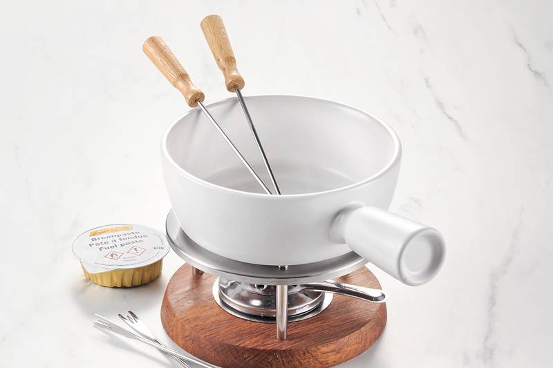 Appareil à Fondue Tristar 1,3 L - Thermostat Réglable, 8 Fourchettes, Acier Inox