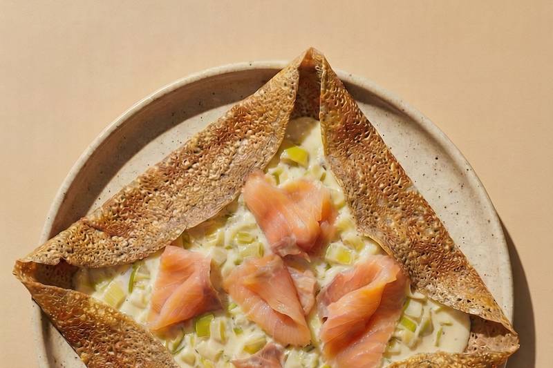 La galette fondue de poireaux et saumon