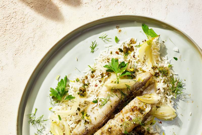 Le Merlan rôti et riz citronné
