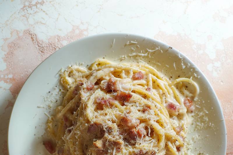 Les Spaghetti carbonara à la française