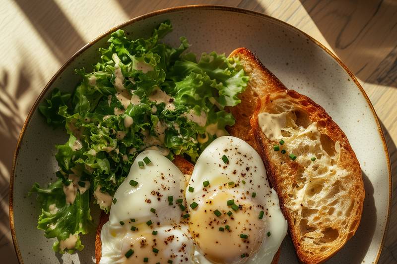 Les Œufs pochés sauce moutarde