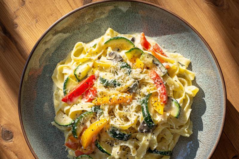 Les Tagliatelles aux légumes sauce Alfredo 🇺🇸