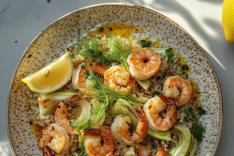Les Gambas au fenouil rôti