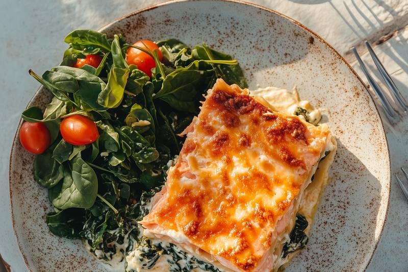 Les lasagnes au saumon et épinards
