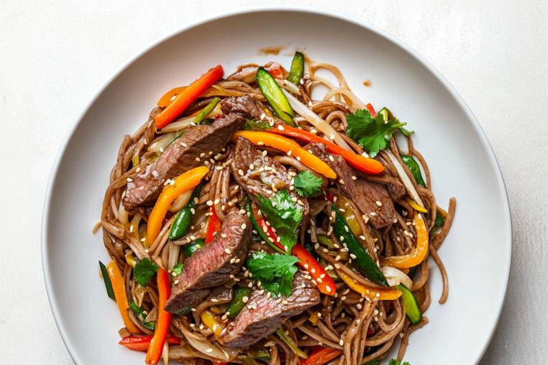 Le Wok de bœuf aux légumes et nouilles soba 🇯🇵
