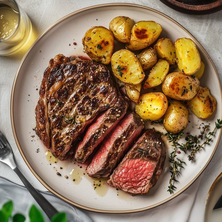 La Bavette grillée et pommes grenaille confites