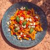Les Pâtes aux poivrons, chèvre & basilic