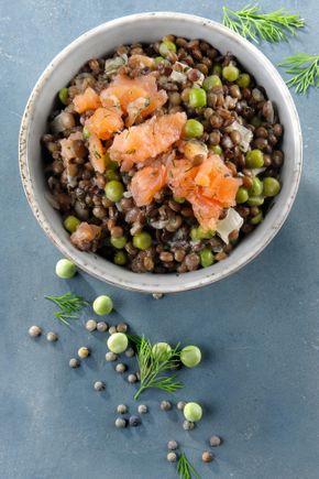 Les Lentilles au saumon fumé