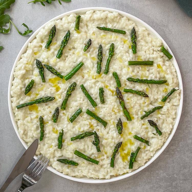Le Risotto au Sainte Maure de Touraine et asperges vertes
