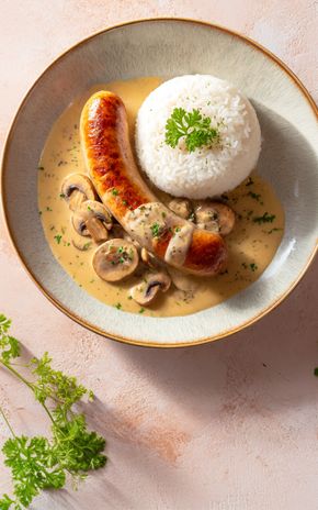 Le Boudin blanc à la crème et aux champignons