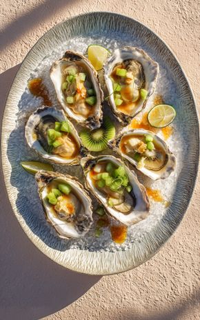 Les Huîtres au citron vert, kiwi et gingembre