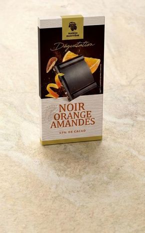 Le Chocolat noir  57%  aux amandes et orange