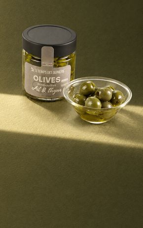 Les Olives dénoyautées à l'ail et au thym BIO